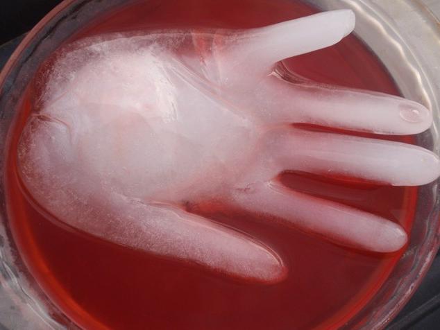 Halloween Party Punch with frozen hand
