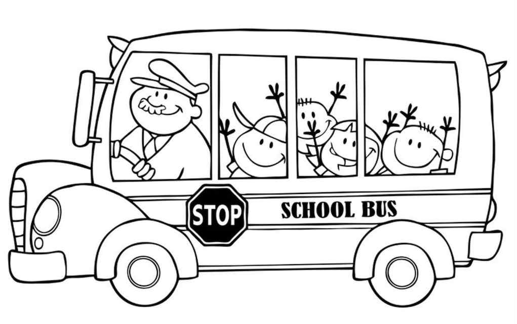 Surf Net Kids Back to school colouring pages school bus