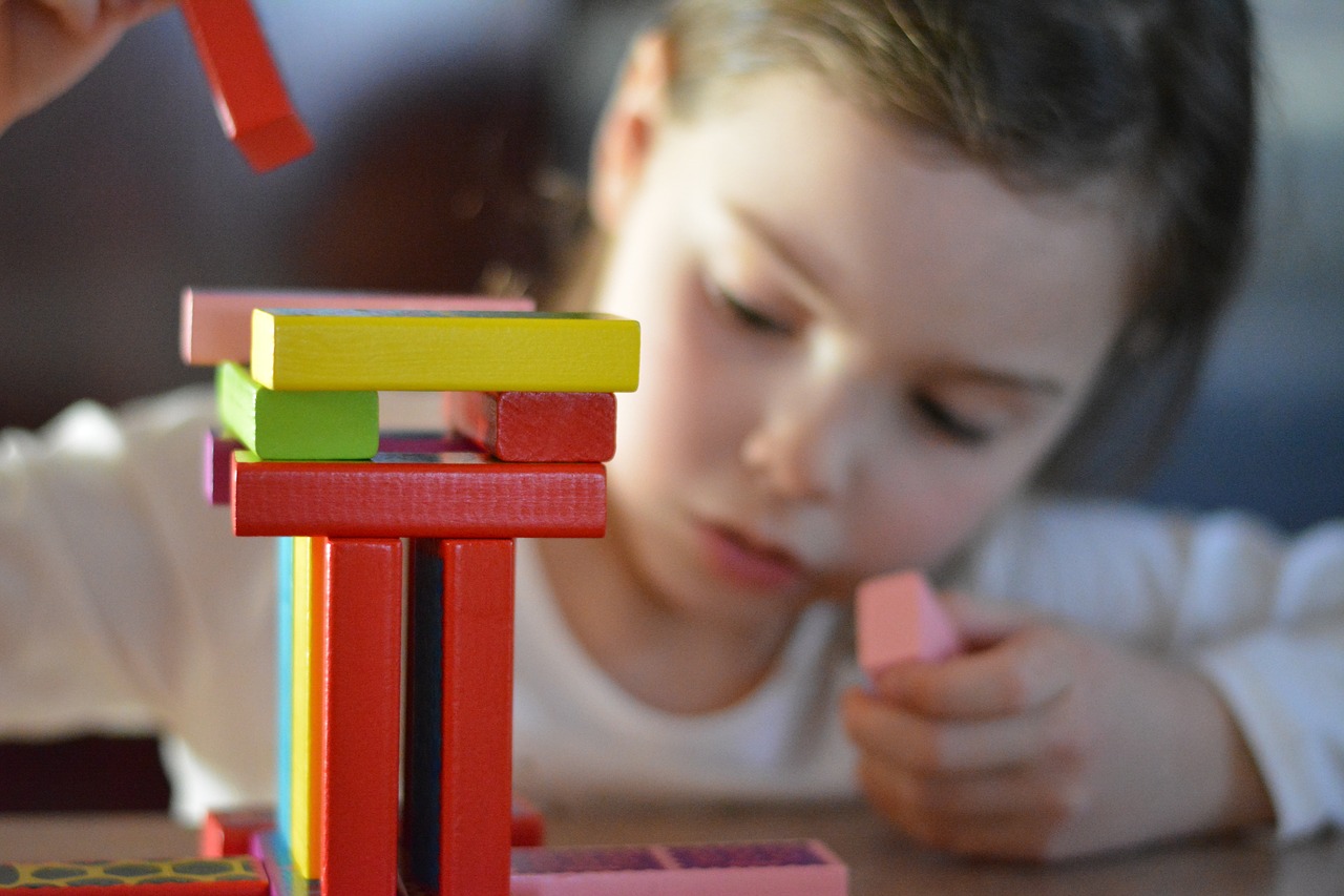 child playing with blocks