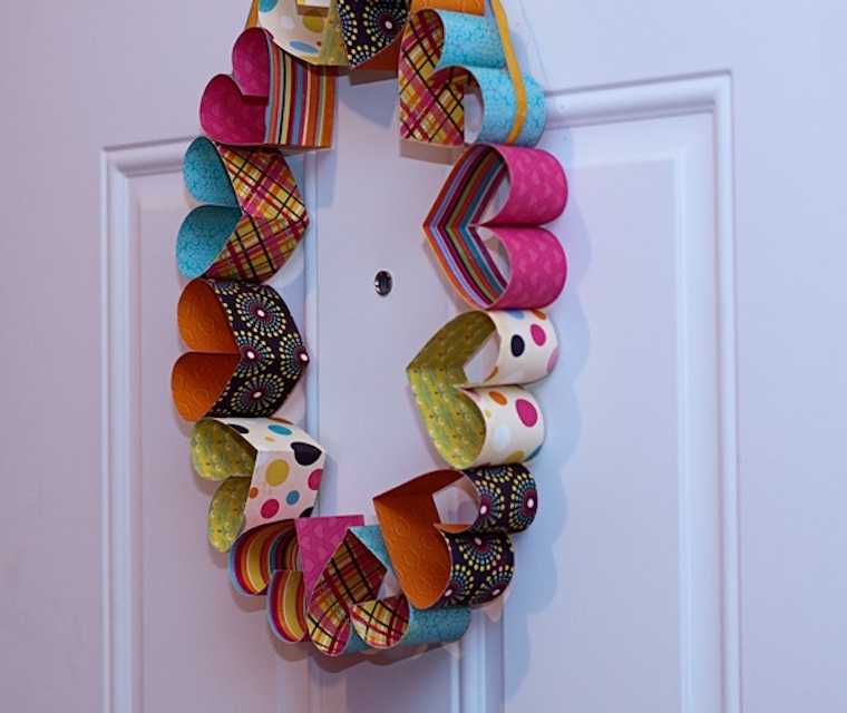 Paper heart wreath