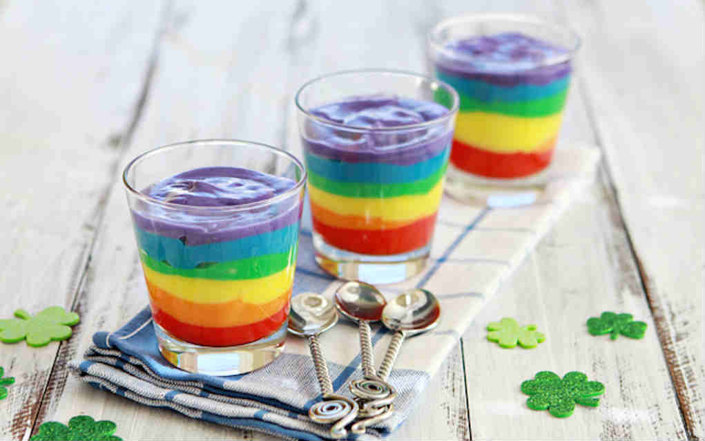 Rainbow pudding cups