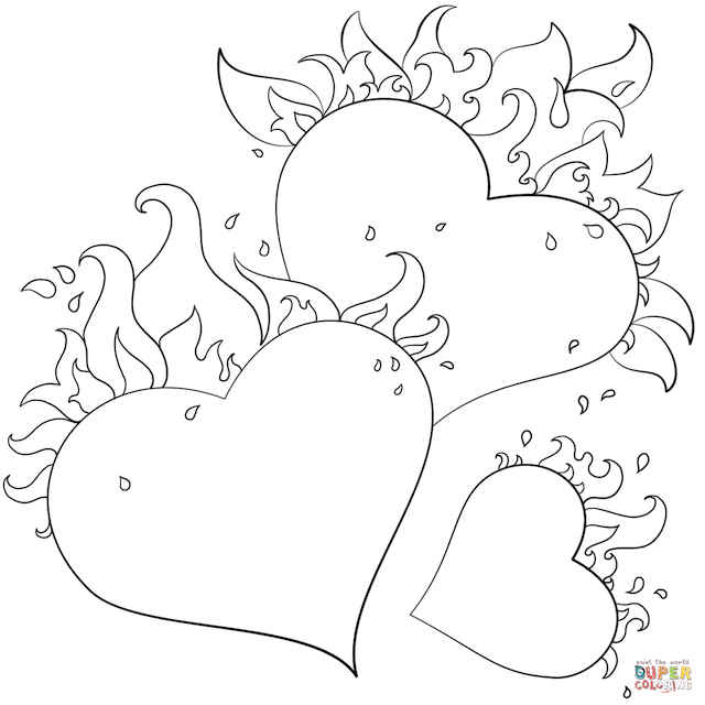 Hearts colouring page