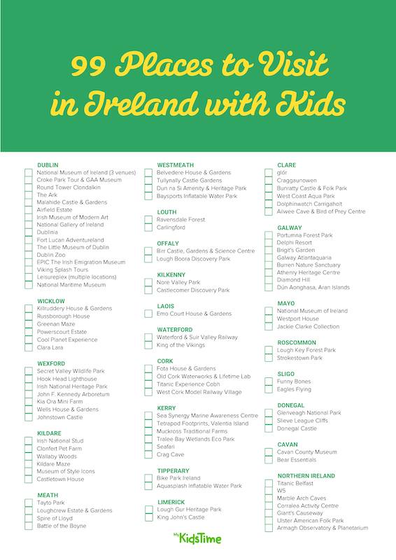 99 Places to Visit in Ireland with Kids Checklist - Mykidstime