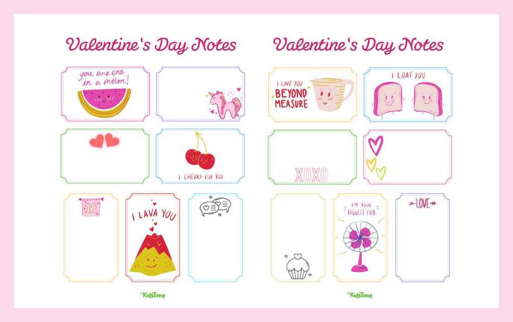 Valentine's Lunchbox Notes - Mykidstime