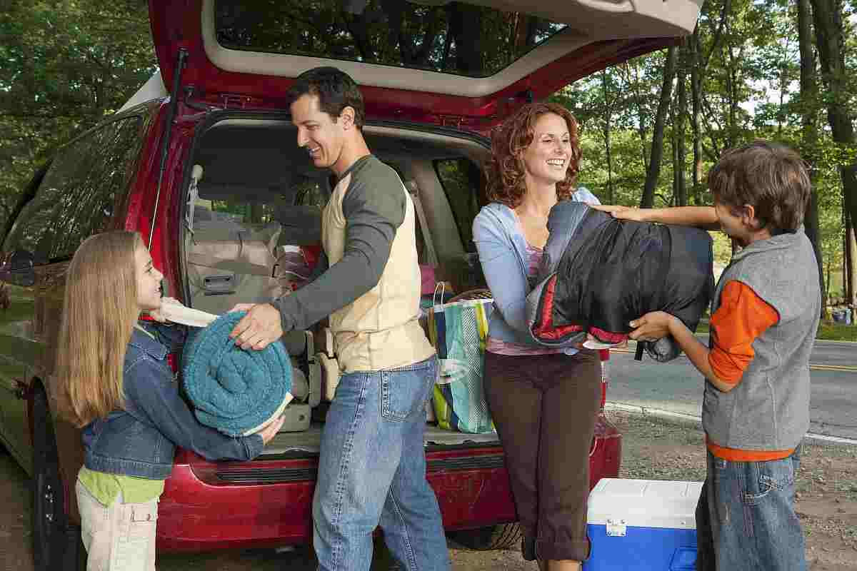 First Time Camping with Kids unpacking car